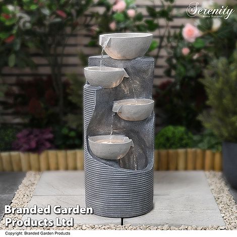 Serenity - Large Four Bowl Cascading Water Feature With LED Lights